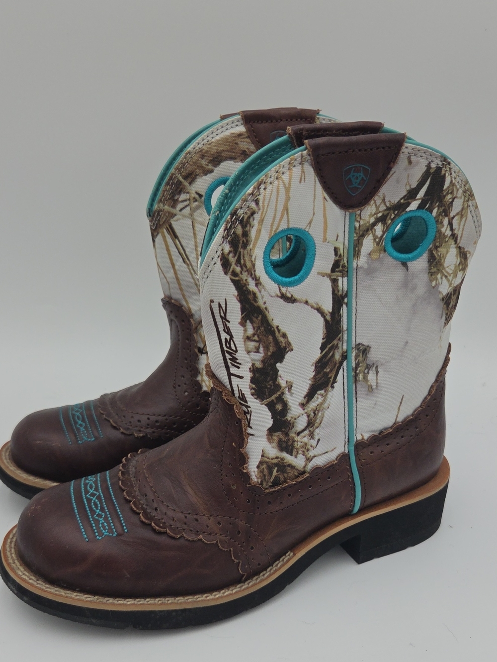 Ariat Women's Brown & Teal Western Pull-On Boots Size 7.5